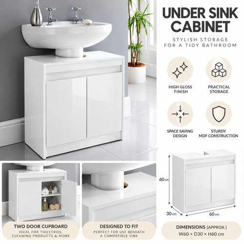 White high gloss under sink - high,