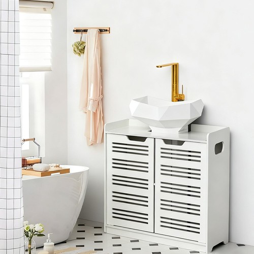 White stylish bathroom - white, cabinet